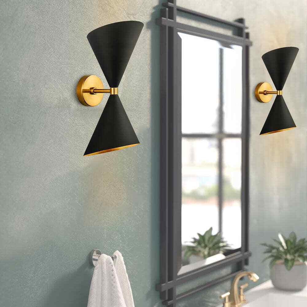 RRTYO 2-Light Black Wall Sconce with Light Direction of Up and Down YL002404
