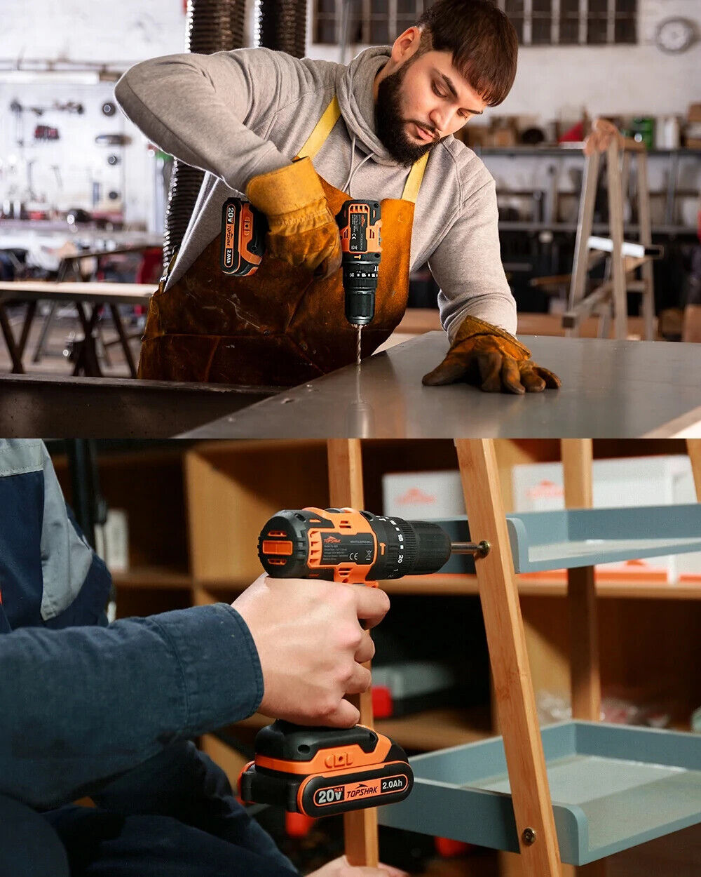 TOPSHAK TS-ED5 20V Li-Ion 1/2 in. Brushless Impact Electric Drill Variable Speed