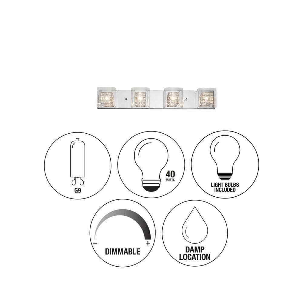 Artika Metropolitan 31 in. 4-Light Chrome Modern Vanity Light Bar Wall Fixture