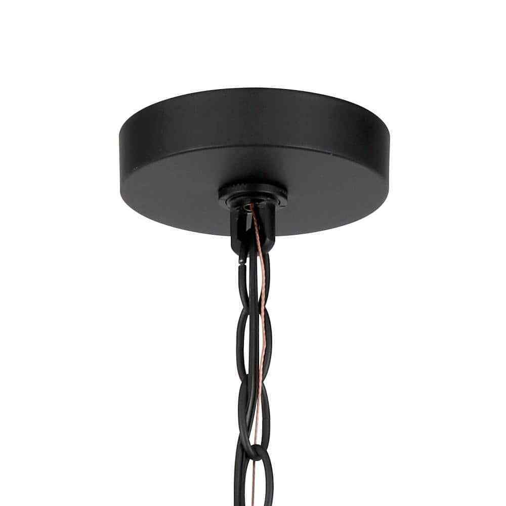 Hampton Bay Collier 3-Light Matte Black and Darker Brown Outdoor Pendant Light