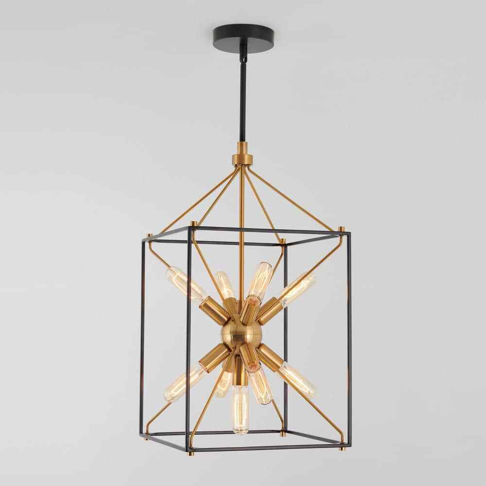 Artika Clyde 25-Watt 9-Light Black and Gold Modern Sputnik Pendant Chandelier