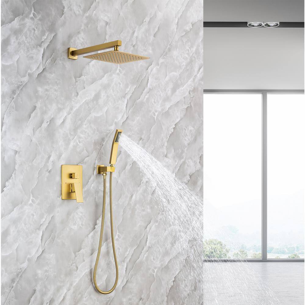 rainlex 10 in. Shower Head High Pressure Shower Faucet Gold Color Valve Included
