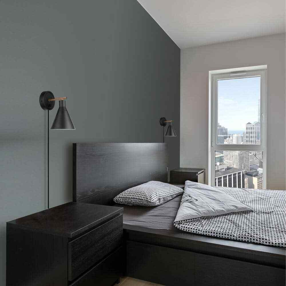 Globe Electric Tristan 4.8 in. Matte Black Plug-In or Hardwire Sconce