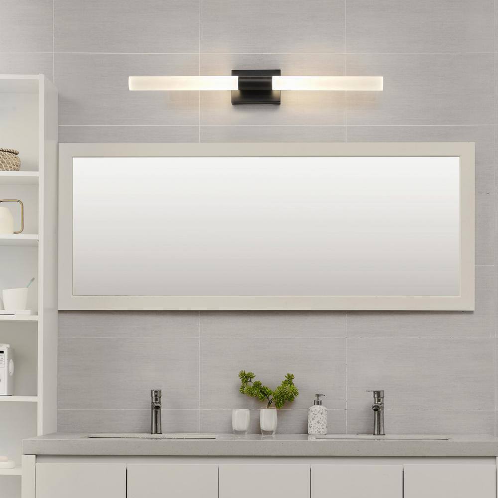 Globe Electric 36 in. Matte Black LED Integrated Vanity Light