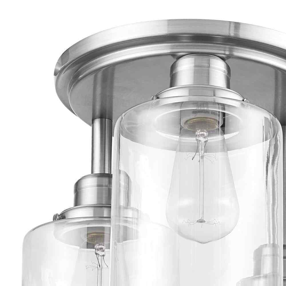 Globe Electric Annecy 3-Light Brushed Steel Semi-Flush Mount Ceiling Light