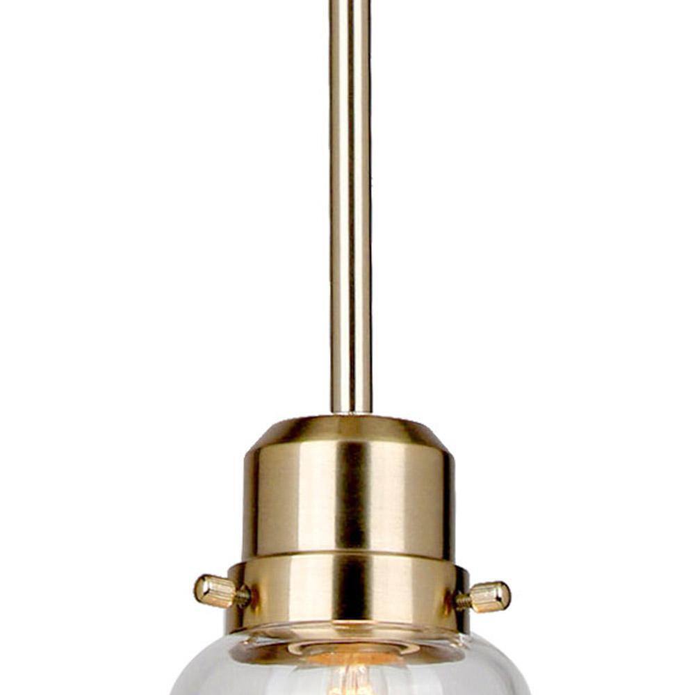 Hampton Bay Timphaven 1-Light Brass Shaded Mini-Pendant Clear Glass