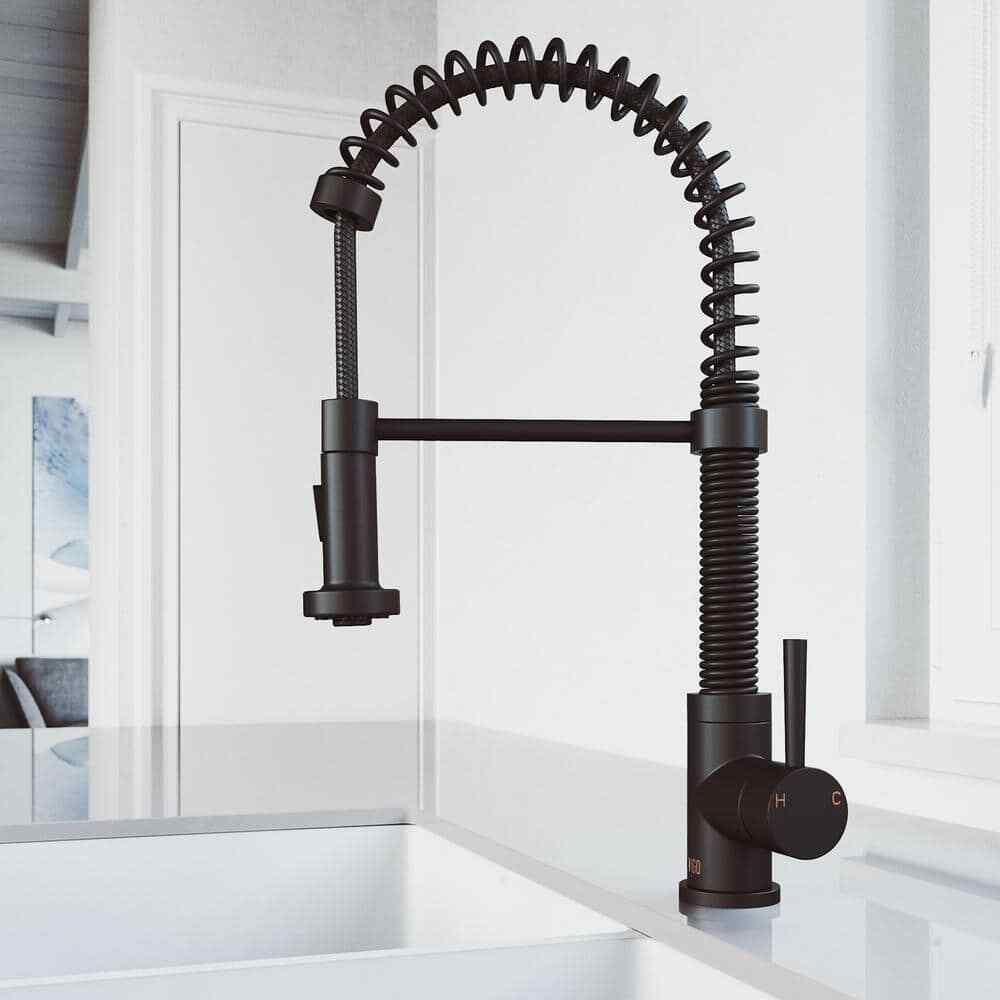 VIGO Edison Single Handle Pull-Down Sprayer Kitchen Faucet in Matte Black