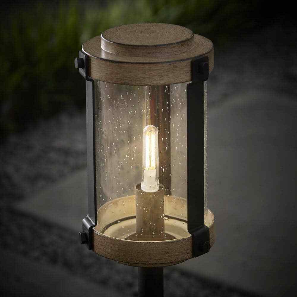 Hampton Bay Collier Low Voltage Gray Wood Outdoor Landscape Path Light