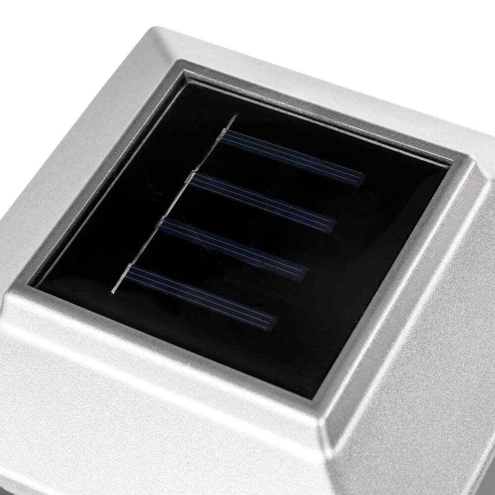 Glitzhome 5.75 in. L Solar Silver Powered LED Fence Deck Post Cap Light 4 pk