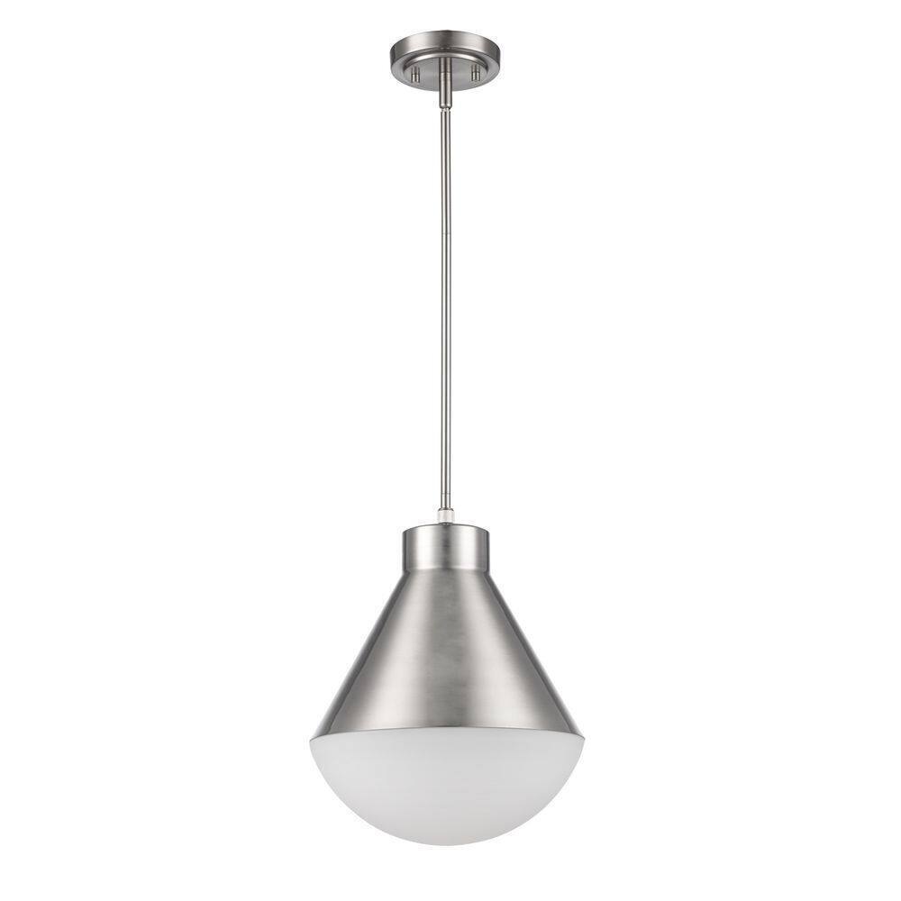 Bel Air Lighting Ludlow Brushed Nickel Hanging Pendant Light Fixture Glass Shade