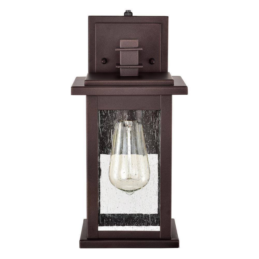Jushua 1-Light Oil Rubbed Bronze Outdoor Lantern Sconce w/ Dusk to Dawn Sensor