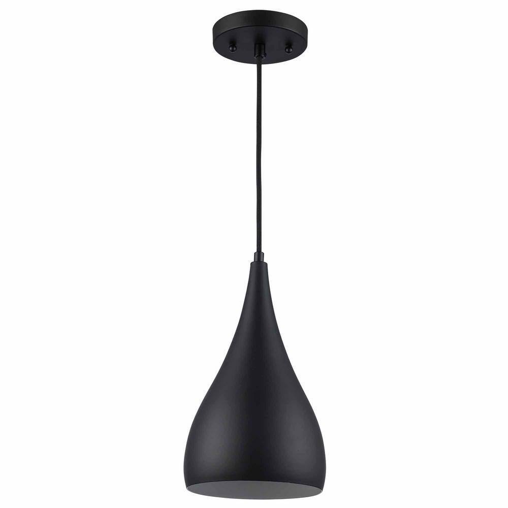 Bel Air Lighting Black Mini Pendant Light Fixture w/ Black Metal Dome Shade