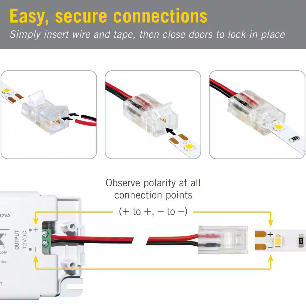 Armacost Lighting 2-pin Wire to Tape Connector Cord 6-Pack 566020