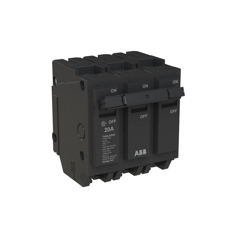 ABB 20 Amp 1 in. 3-Pole Circuit Breaker THQL32020A