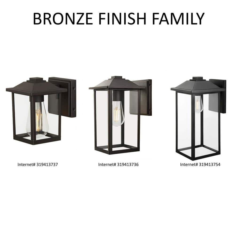 1-Light 7" Black Hardwired Classic Outdoor Wall Light Lantern Sconce Clear Glass