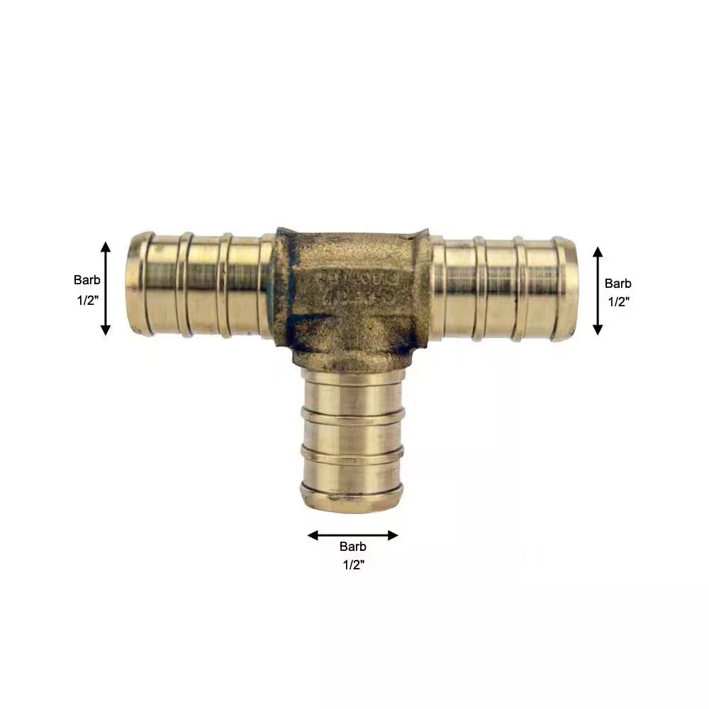 Apollo 1/2 in. Brass PEX-B Barb Tee 10-Pack APXT1210PK