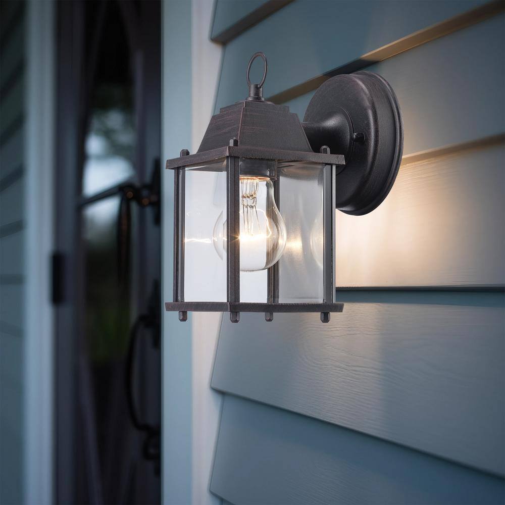 Bel Air Lighting Patrician Rust Outdoor Wall Light Fixture w/ Clear Glass