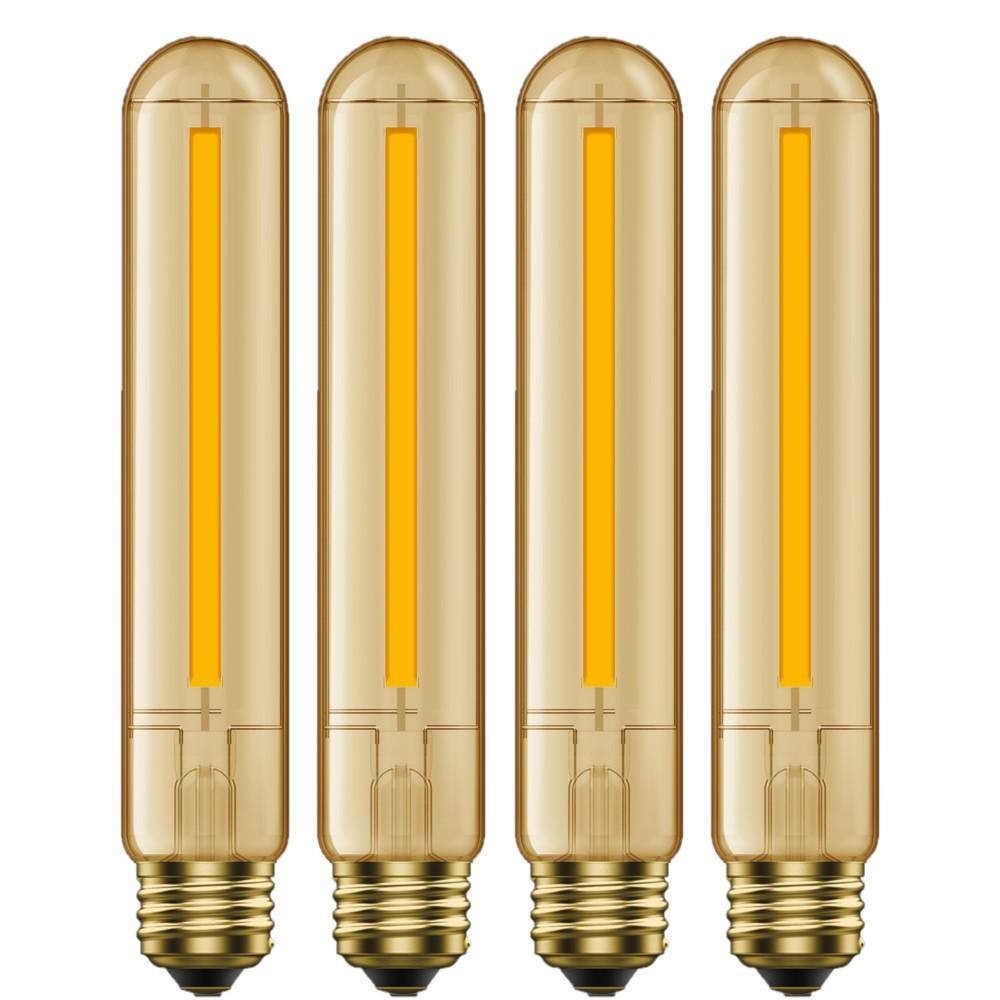 (4-Pk) Feit Electric Dimmable Straight Filament LED Light Bulb Warm White 60W