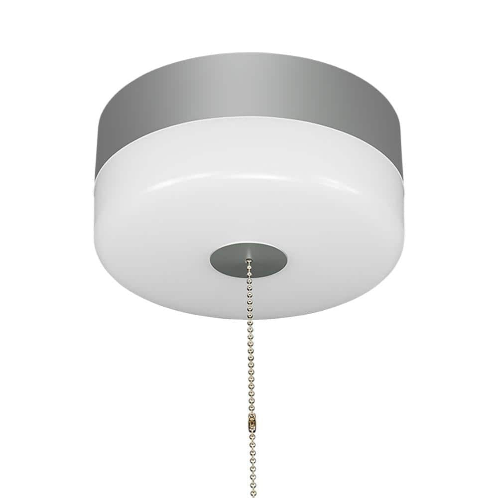 Commercial Electric Spin Light 7" Pull Chain Satin Nickel LED Flush Mount