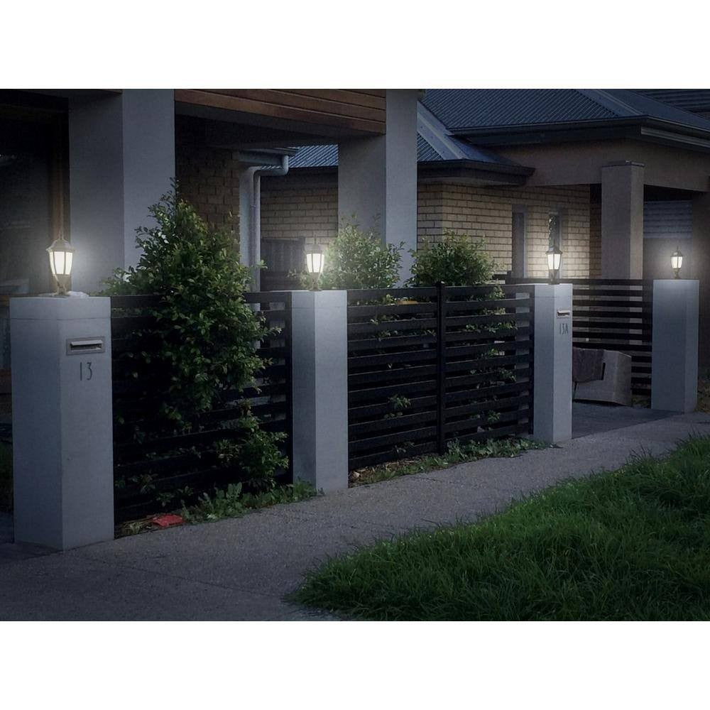 Black Solar Wall or Pillar LED Outdoor Light Sconce with Amber or White Light