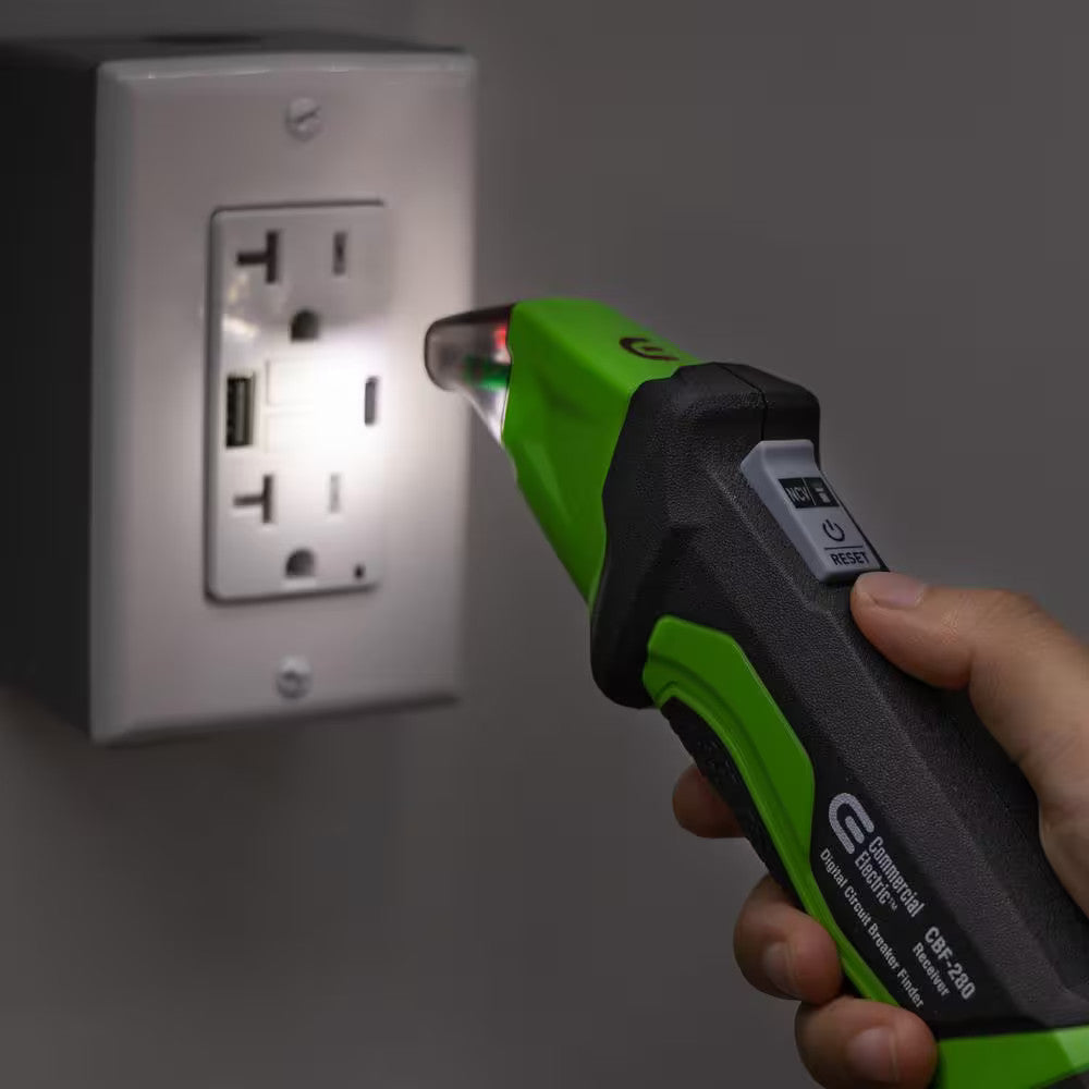 Commercial Electric Digital Circuit Breaker Finder with GFCI Outlet Tester