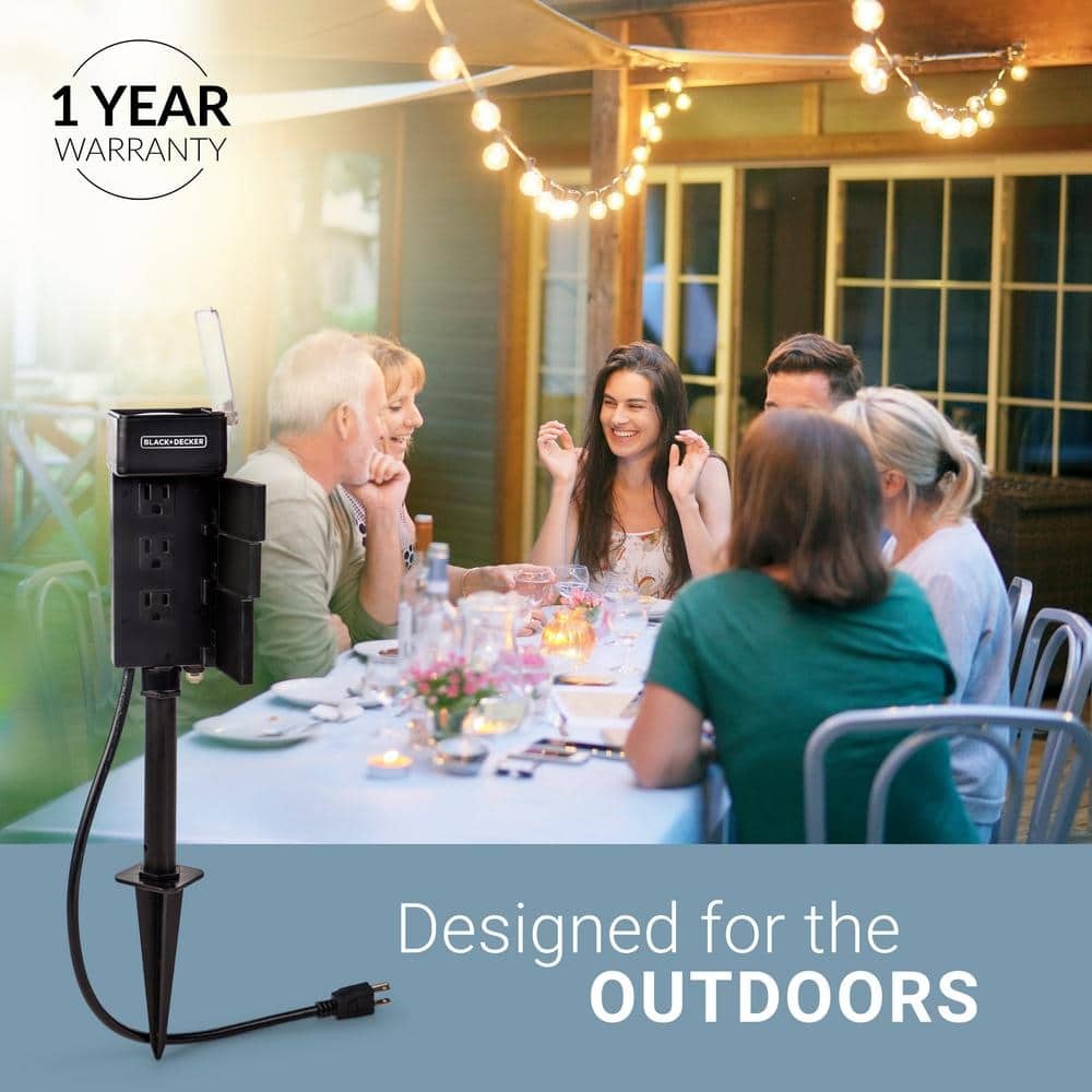 BLACK+DECKER Garden Stake 6 Grounded Outlet Tools Timer Waterproof Timer