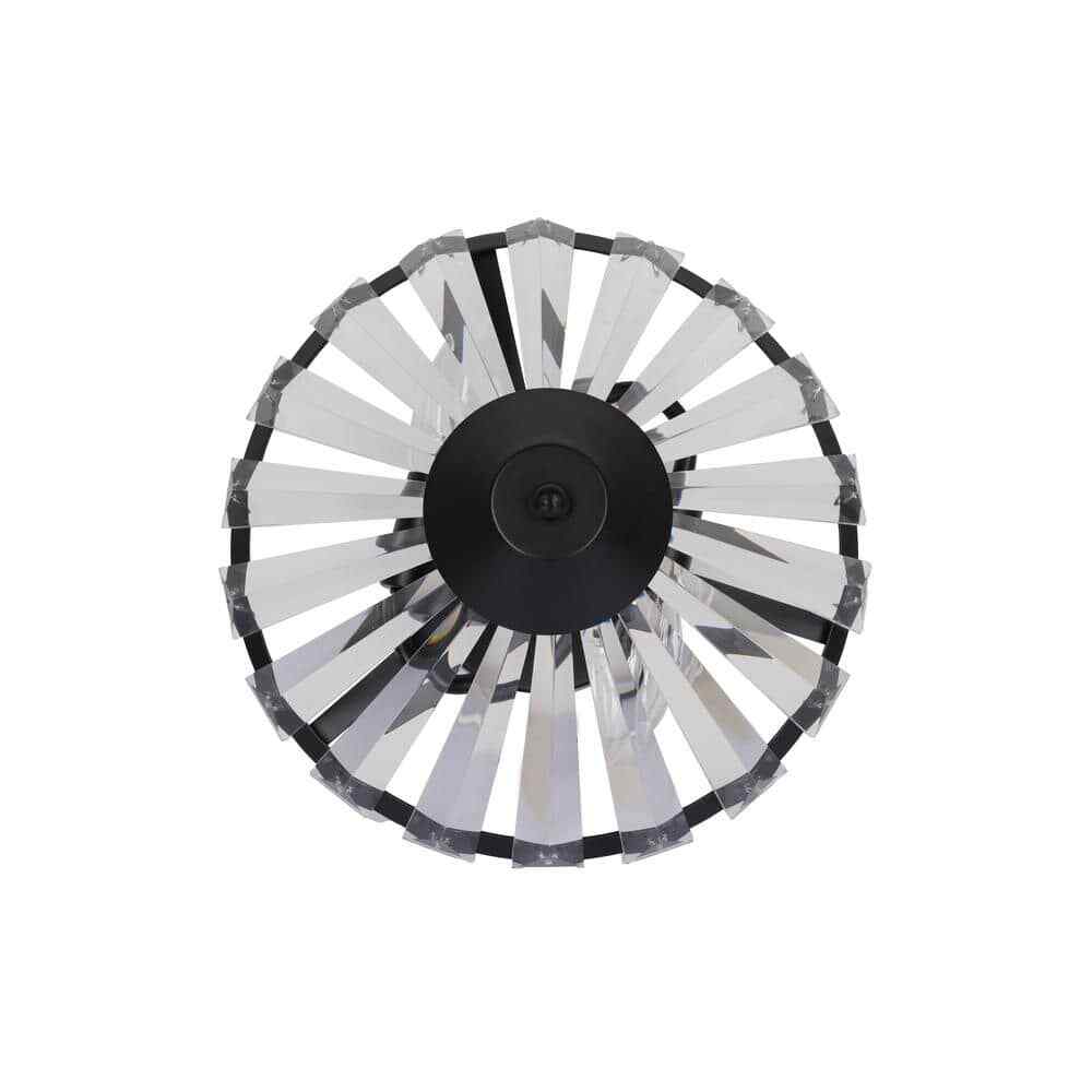 Alsy 11 in. 2-Light Matte Black Semi-Flush Mount with Clear Glass Faceted Shade