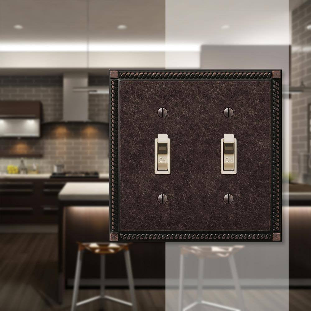 AMERELLE Bronze 2-Gang Toggle Wall Plate (1-Pack)