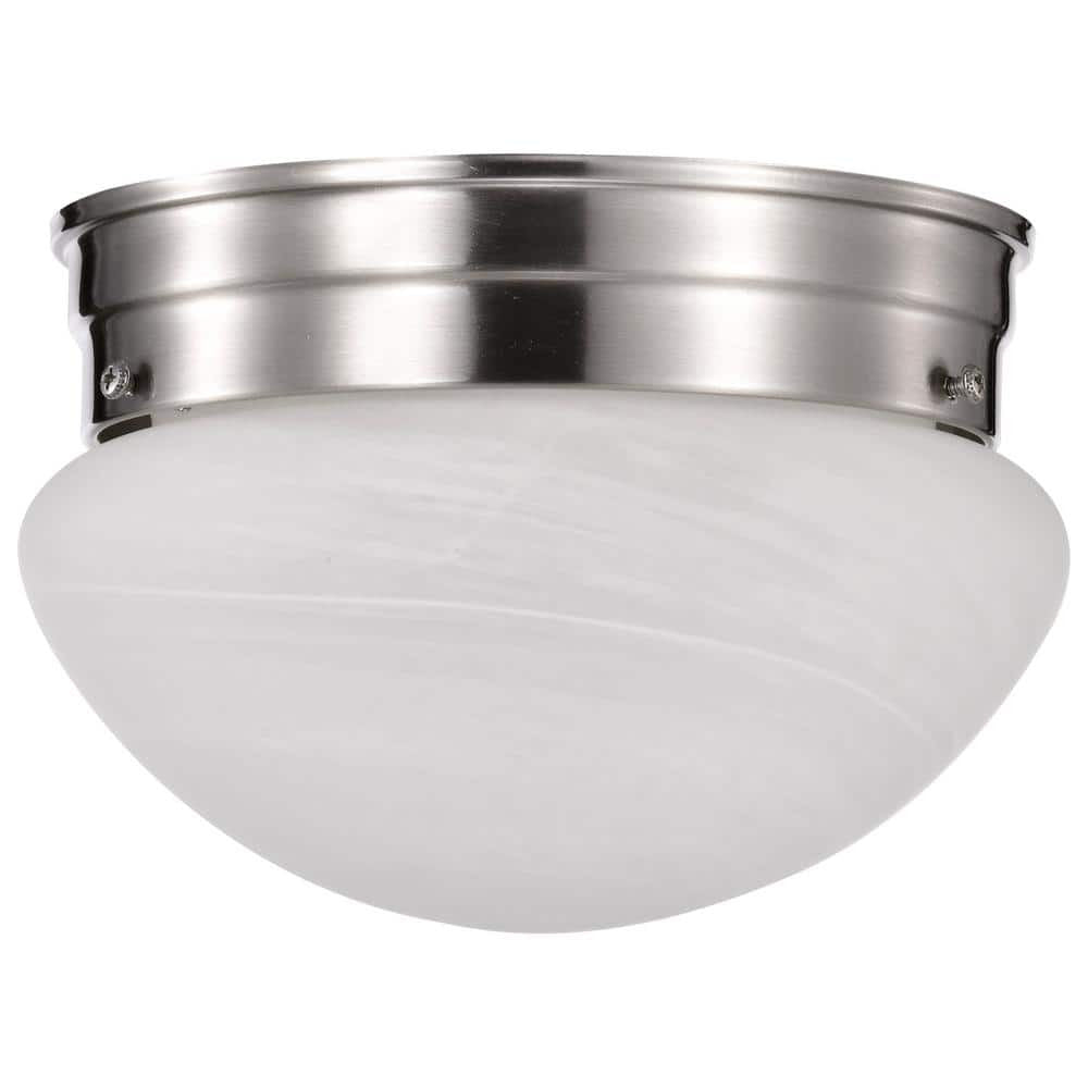 8" 1-Light Flush with Alabaster Glass Brushed Nickel Finish - SATCO-SF76-671