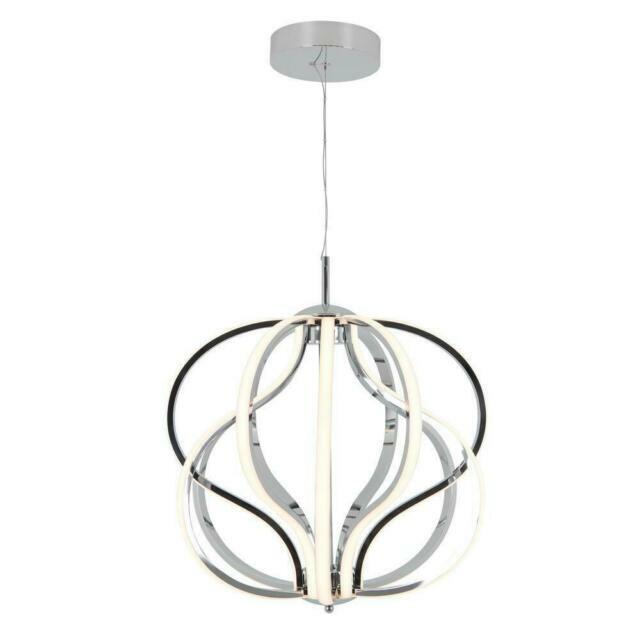 Artika Meridian 30-Watt 1 Light Chrome Modern Integrated LED Pendant Light Fixtu