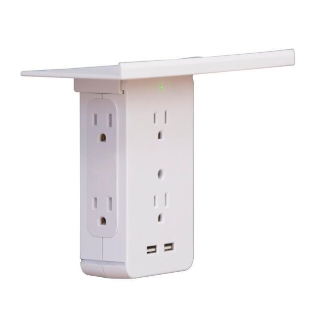 6-Outlet Cordless Wall Extender with 2-USB Ports and 1-USBC Adapter