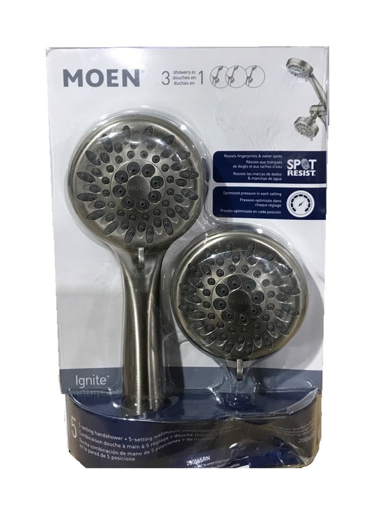 MOEN Ignite 5-Spray Patterns Dual Wall Mount Shower Heads Brushed Nickel