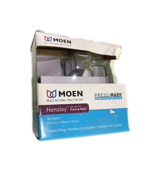 MOEN Hensley Towel Ring with Press and Mark in Chrome MY3586CH