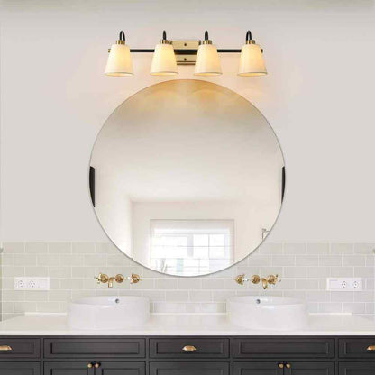 LNC Modern Classic 28 in. W 4-Light Plated Brass and Black tLinear Vanity Light
