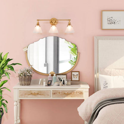 LNC Brushed Gold Bell Vanity Light 25.5 in. 3-Light Antique Wall Sconce
