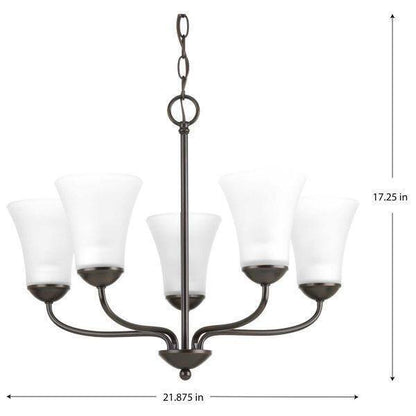 Progress Lighting 5-Light Antique Bronze Etched Glass Traditional Chandelier