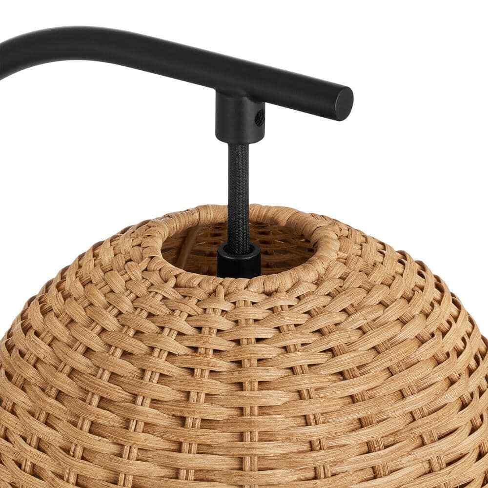 Hampton Bay Piping 24 in. Matte Black Table Lamp with Rattan Shade RS2203120T