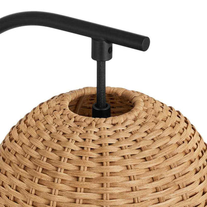 Hampton Bay Piping 24 in. Matte Black Table Lamp with Rattan Shade RS2203120T