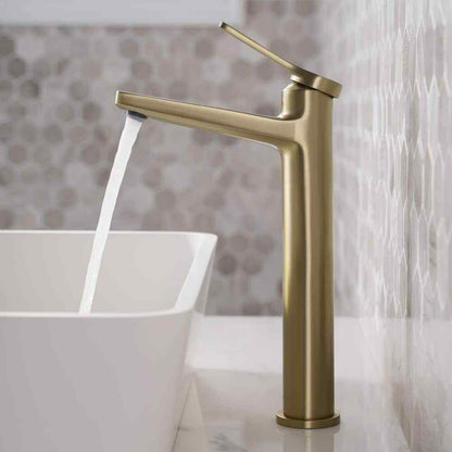 KRAUS Indy Single Handle Vessel Sink Faucet in Brushed Gold KVF-1400BG
