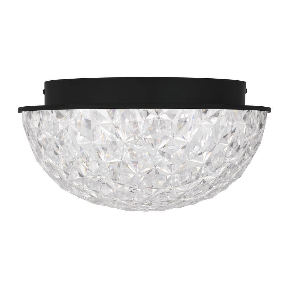 Home Decorators Ellis Place Matte Black LED Round Flush Mount Ceiling Light