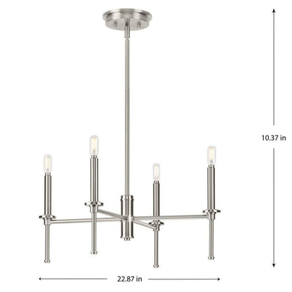 Progress Lighting Elara 22.87 in. 4-Light Dining Room Brushed Nickel Chandelier