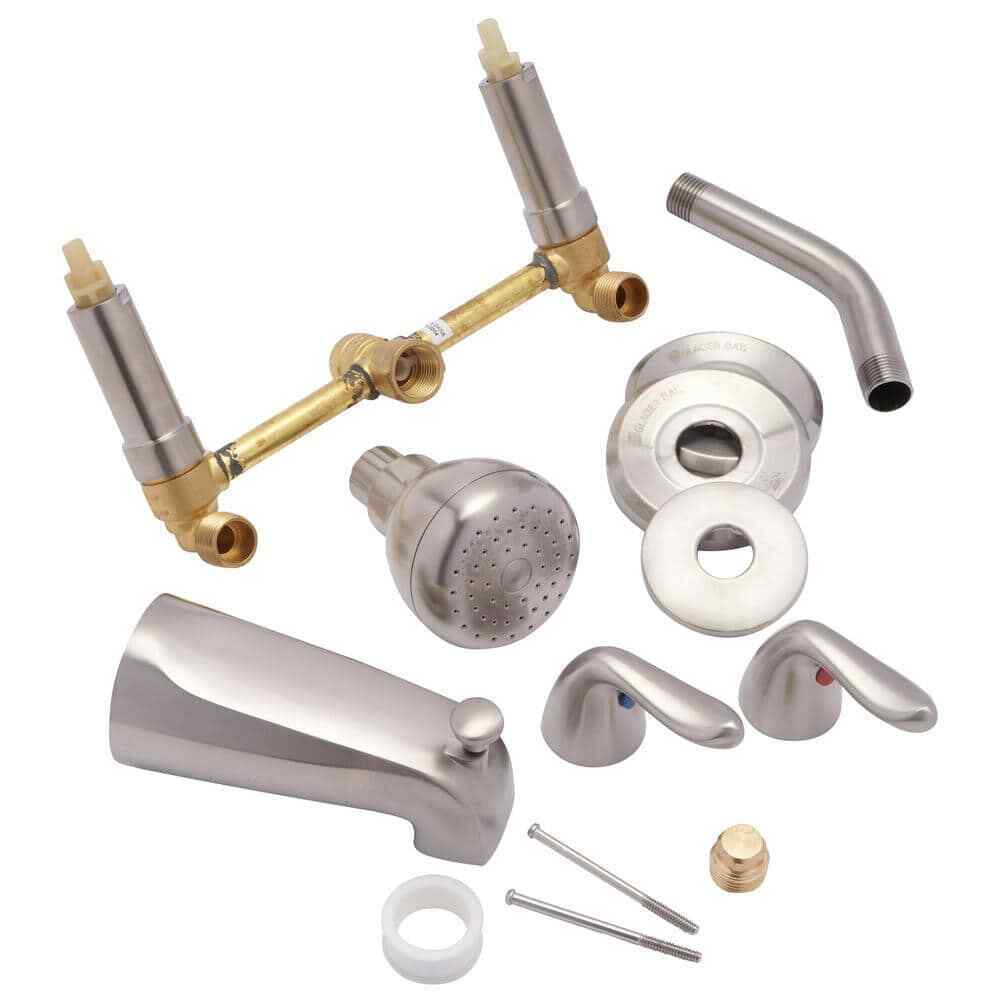 Glacier Bay Constructor 2-Handle 1-Spray Tub and Shower Faucet in Brushed Nickel