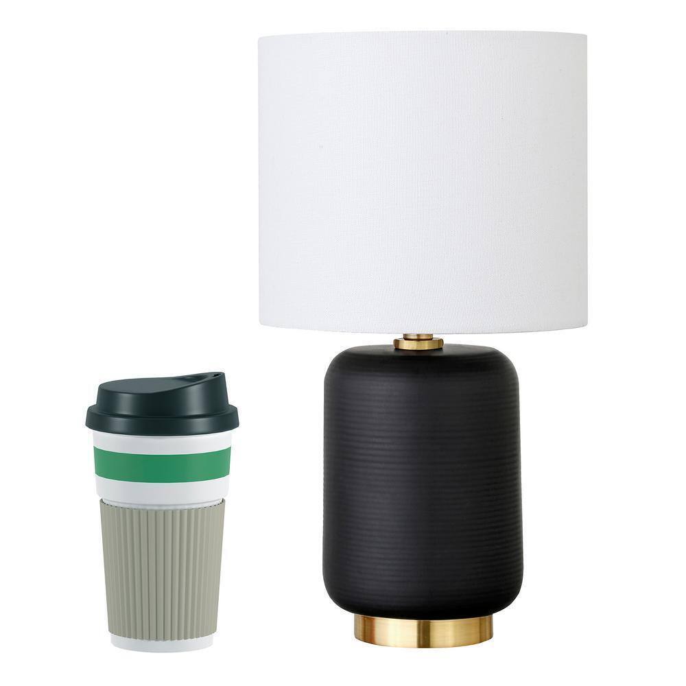 Meyer&Cross Lambert 15 in. Matte Black and Brass Ceramic Mini Table Lamp ML0925