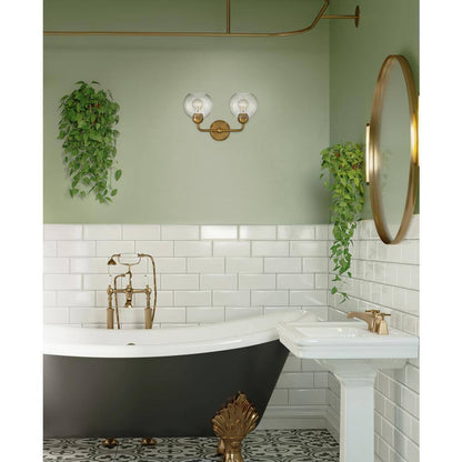 Home Decorators Jill 16 in. 2-Light Gold Vanity Light w/ Seeded Glass Shade