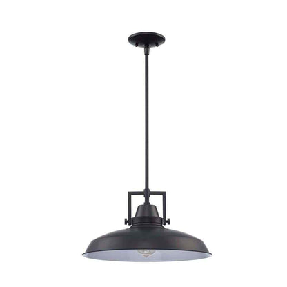 Hampton Bay Wilhelm 16 in. 1-Light Black Industrial Hanging Kitchen Pendant