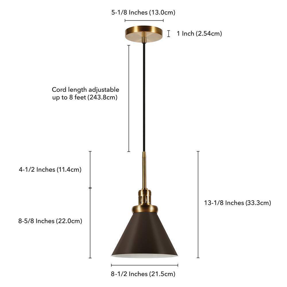Meyer&Cross Zeno 1-Light Blackened Bronze Metal Pendant with Brass Accents