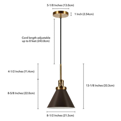 Meyer&Cross Zeno 1-Light Blackened Bronze Metal Pendant with Brass Accents