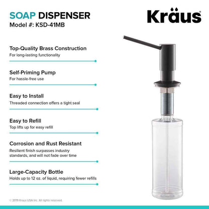 KRAUS Kitchen Soap and Lotion Dispenser in Matte Black KSD-41MB