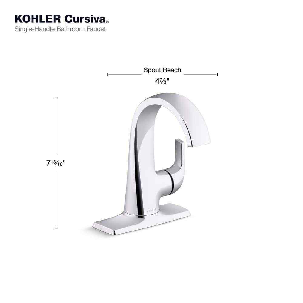 KOHLER Cursiva Single Handle Single Hole Bathroom Faucet in Polished Chrome