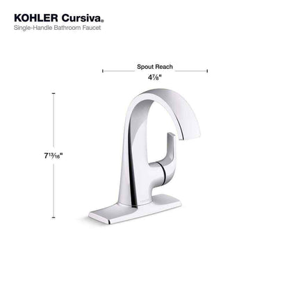 KOHLER Cursiva Single Handle Single Hole Bathroom Faucet in Polished Chrome